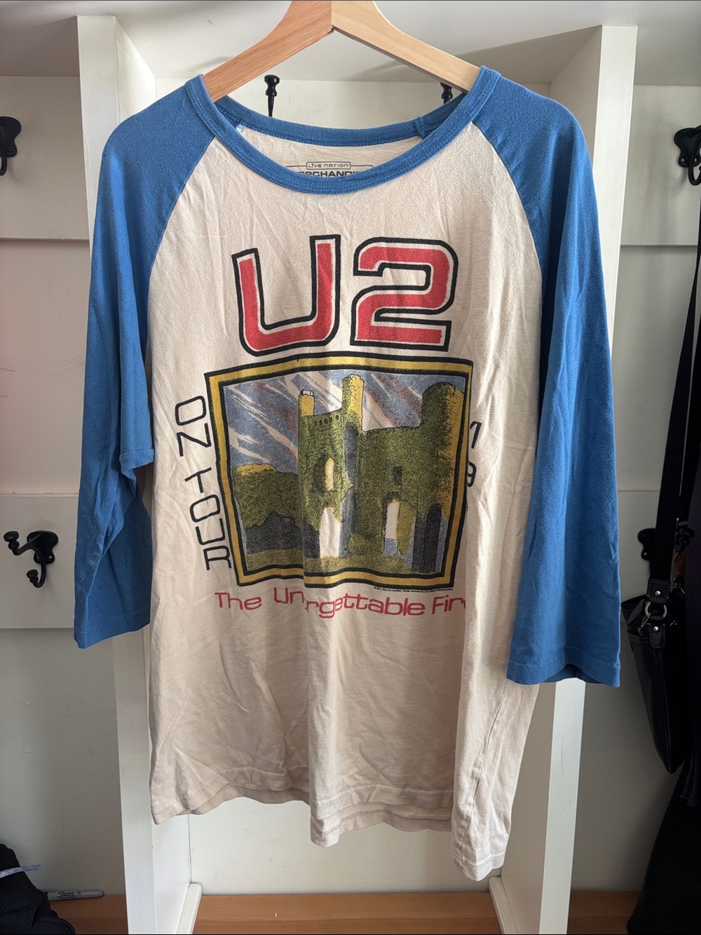 Live Nation U2 Blue and White Raglan Tour Tee